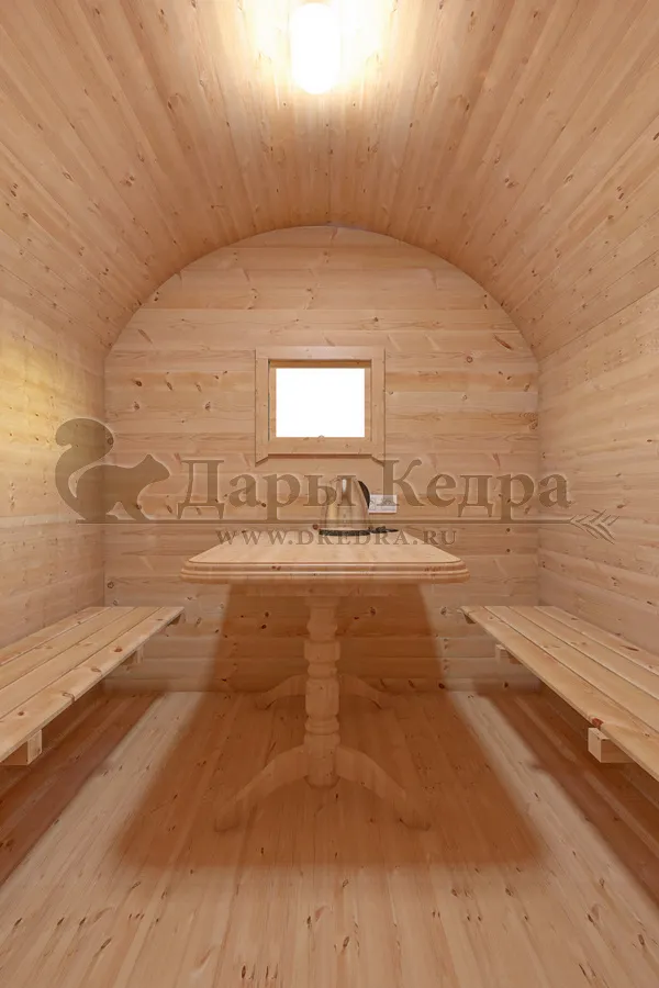 Баня-бочка буханка из кедра с боковым входом (все размеры)